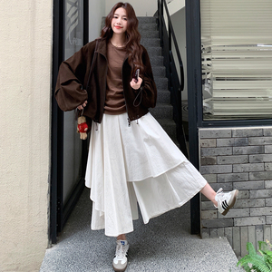 美拉德复古宽松立领外套女2025秋季新款慵懒风休闲小个子短款上衣图片