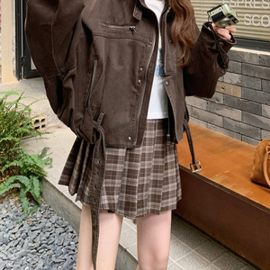 短外套立领螺纹下摆复古女学生休闲短款小个子秋季春秋显瘦长袖图片