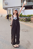 已出2023夏季新黑色牛仔背带裤女士宽松225-23076-P125（控178），女装休闲裤，浙宝225