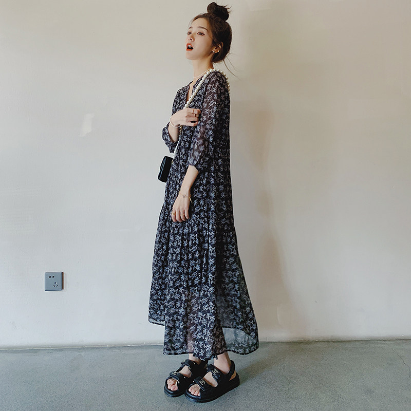 已出货2023夏季新款碎花长款连衣裙225-6603-P115（控168）,女装连衣裙,浙宝225