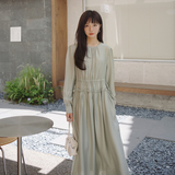 已出货2022秋季新款长袖浅绿色连衣裙225-7016-P115（控168），女装连衣裙，浙宝225