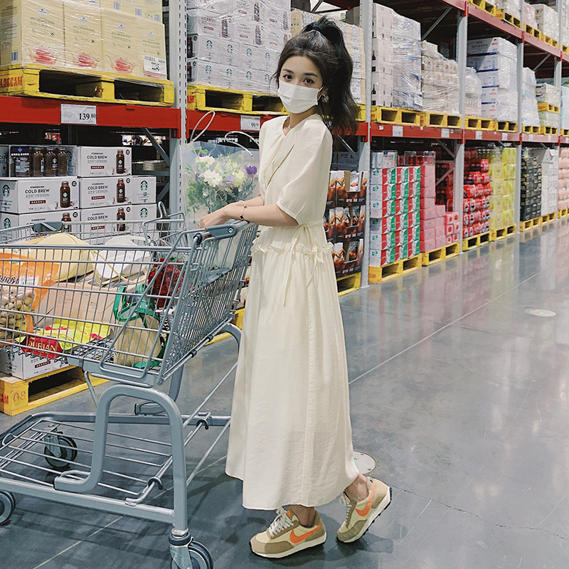 休闲白色连衣裙女夏季女装2025新款夏装设计感小众温柔风气质长裙,女装连衣裙,浙宝225