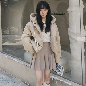 10号出货 牛角扣超短款连帽羽绒服外套225-17037-P235（控338）图片
