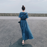 已出货2023夏季新款孔雀蓝连衣裙225-1032-P105（控158），女装连衣裙，浙宝225