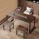 黑胡桃木阳台茶桌椅组合家用小型休闲茶台禅意实木新中式 喝茶茶几