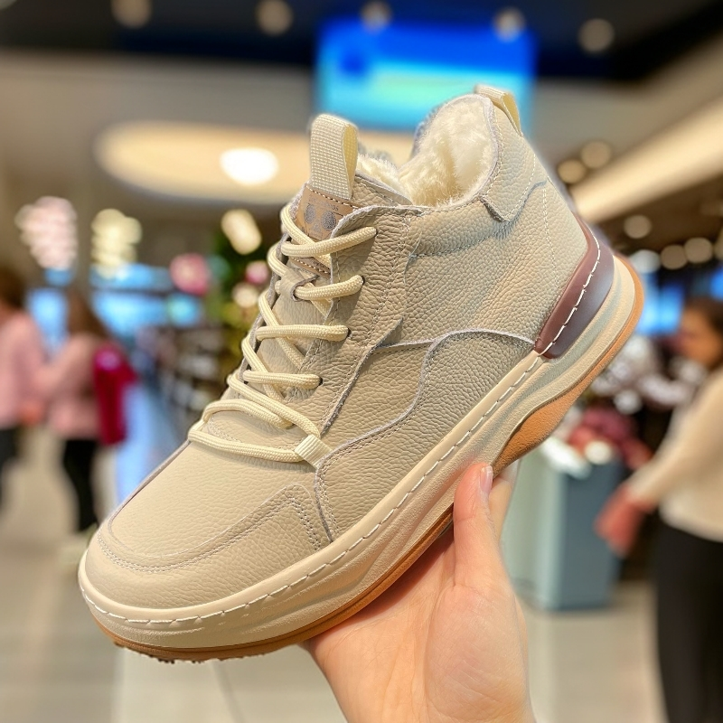 冬季新款高帮棉鞋头层牛皮