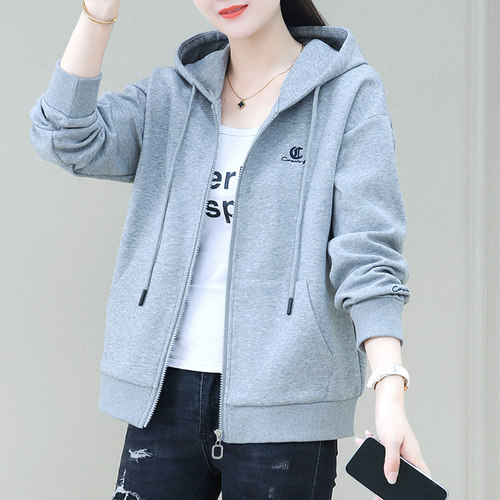 休闲运动卫衣开衫连帽外套女春秋
