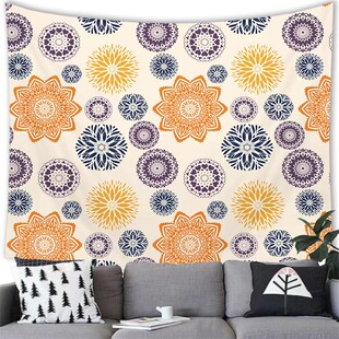 曼陀罗花纹波西米亚背景布ins民族风卧室房间出租屋改造挂毯挂布