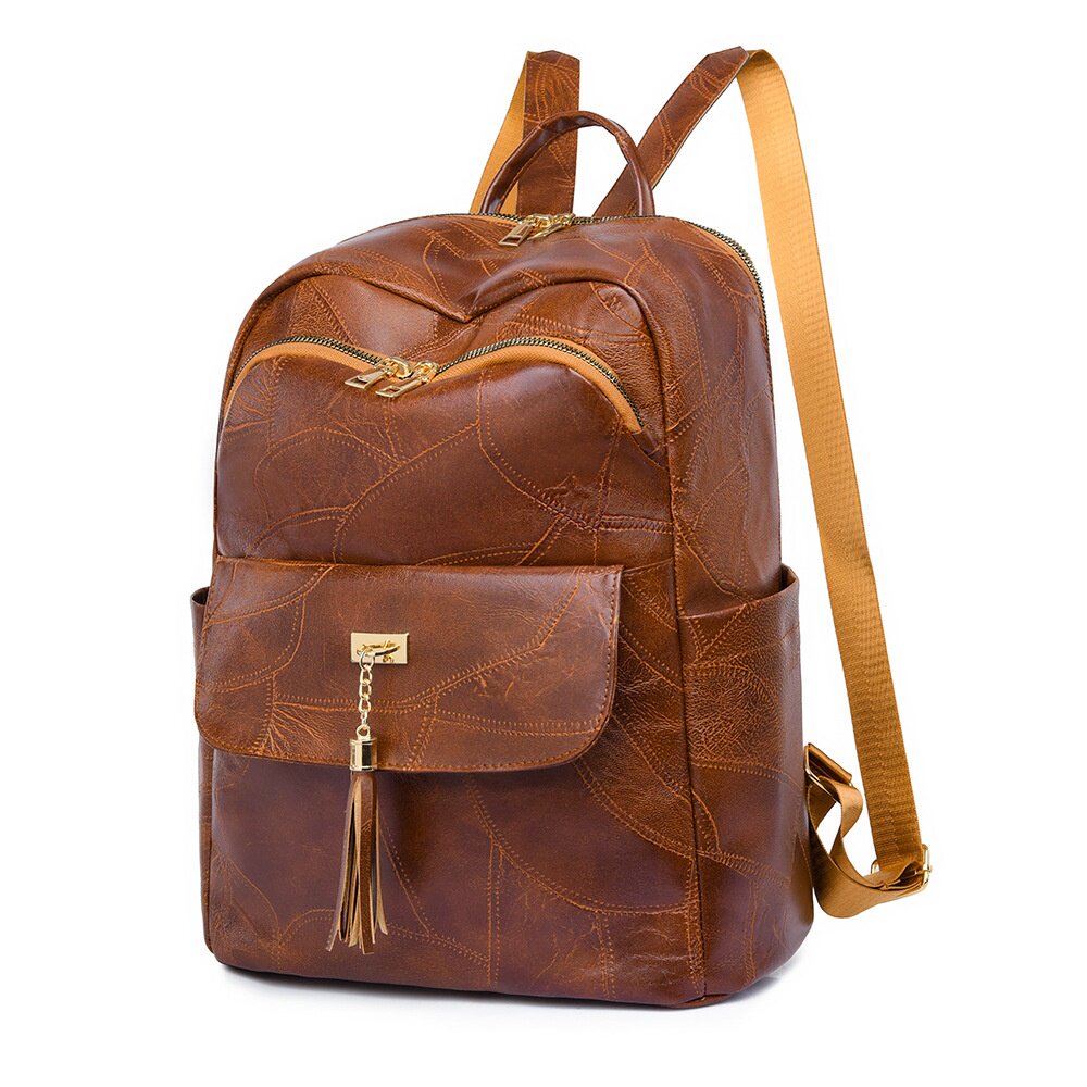 双肩包女流苏装饰大容量包包跨境欧美复古旅行通勤包女士背包