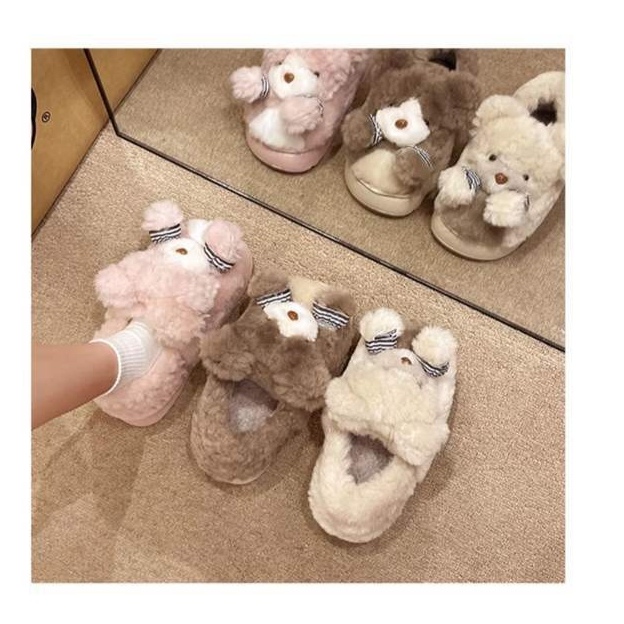 高氏路冬季大童卡通棉拖鞋