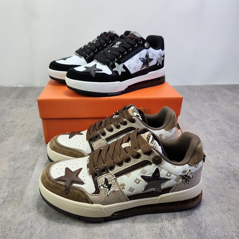 外贸单捡漏男女情侣款星星板鞋复古做旧百搭休闲运动鞋学生滑板鞋