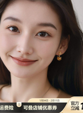 不对称琥珀猫咪ab款耳环精致可爱高级百搭轻奢时尚小众独特耳饰品