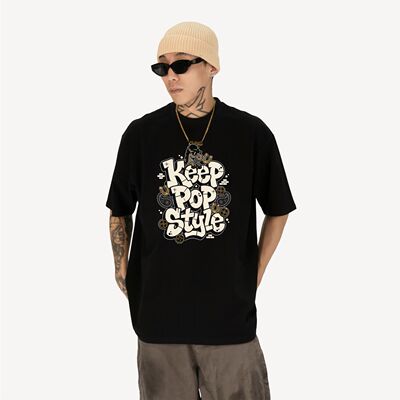 KeepingGear新款2马年keeppopstyle潮牌嘻哈短袖黑白街舞小领口