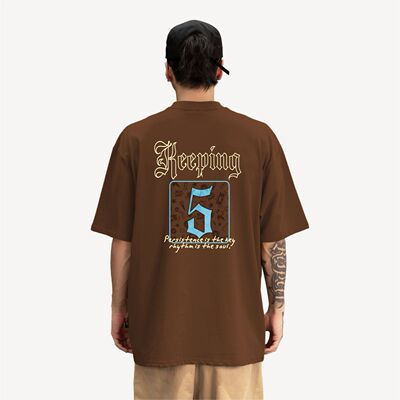 KeepingGear新款PersistenceFive潮牌嘻哈短袖黑白街舞小领口街头