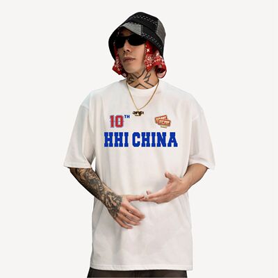 HHI CHINA 10周年XKeeping街舞联名潮牌嘻哈短袖黑白街舞小领口