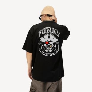 NessXKeeping街舞联名2.0Funky海盗潮牌嘻哈短袖黑白街舞小领口