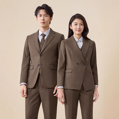 清仓高档商务深咖西服套装