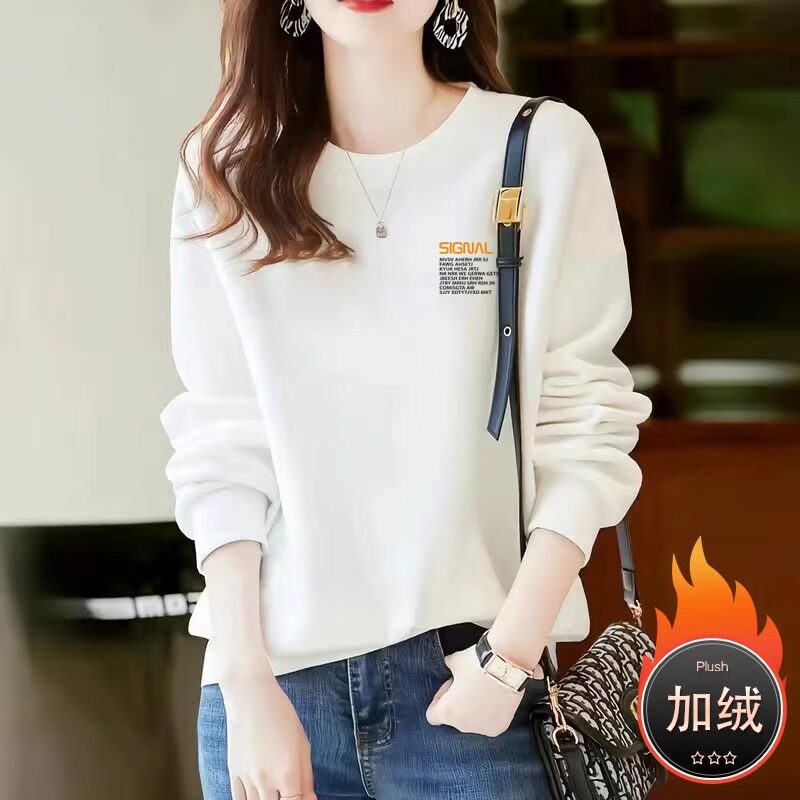 2026新款加绒加厚圆领卫衣女