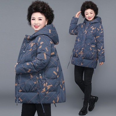 中年妈妈冬装羽绒服2025新款中老年女秋冬季外套棉袄大码加厚时尚