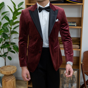 鹿三先生意式绅装宴会尾牙礼服复古高质感丝绒宴会西服时尚西装男