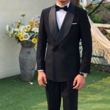 轻奢婚礼青果领礼服两件套 青年时尚 鹿三先生自制韩版 休闲宴会西装