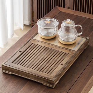 家用实木茶盘无电器简约现代轻奢功夫茶台海单框架不带电磁炉烧水
