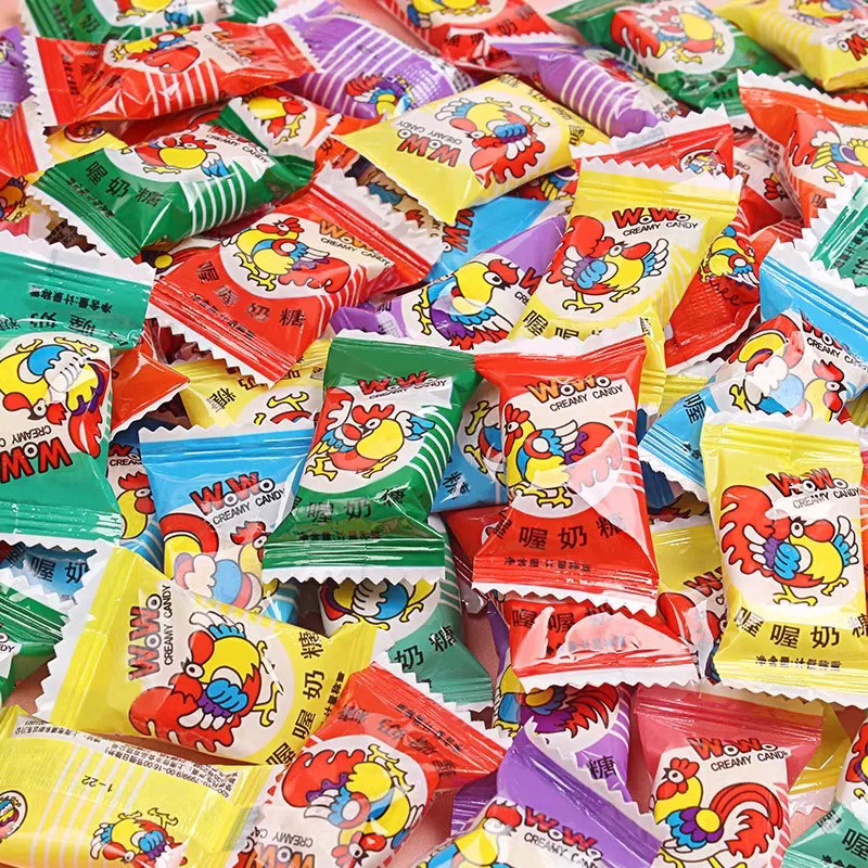 喔喔奶糖儿童零食办公休闲结婚喜糖果500g散装1斤包邮