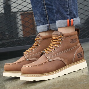 秋季PF男靴真皮马丁靴男英伦百搭工装靴高帮鞋固特异中帮短靴7688