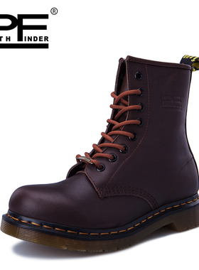 春夏PF真皮女鞋马丁靴女英伦中筒靴大码女靴工装靴情侣高帮鞋4802