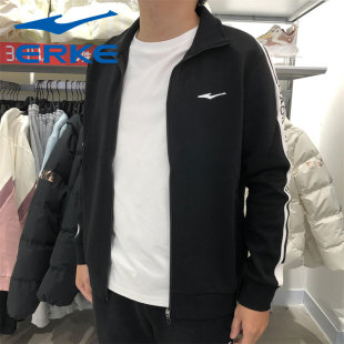 开衫 针织外套翻领休闲条纹卫衣 新款 鸿星尔克男子运动上衣2023秋季
