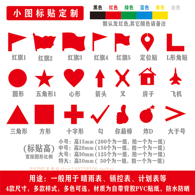 小红旗贴纸销控表地图标记定位贴