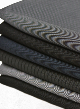 新品春秋无弹条纹西装面料免烫抗皱可做男女款西裤马甲厚实笔挺