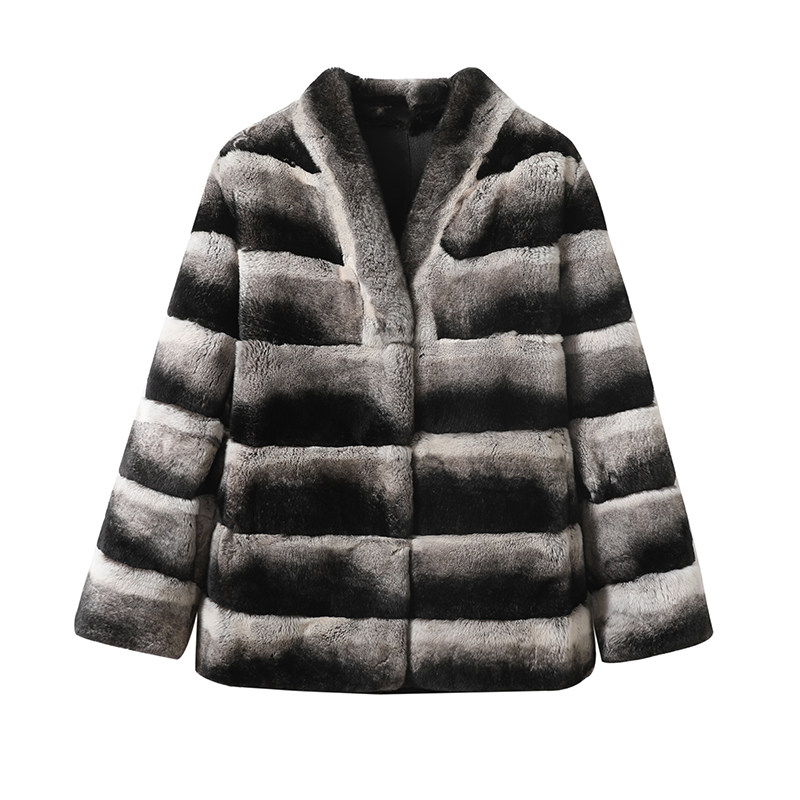 当韵龙猫纹獭兔毛皮草外套女