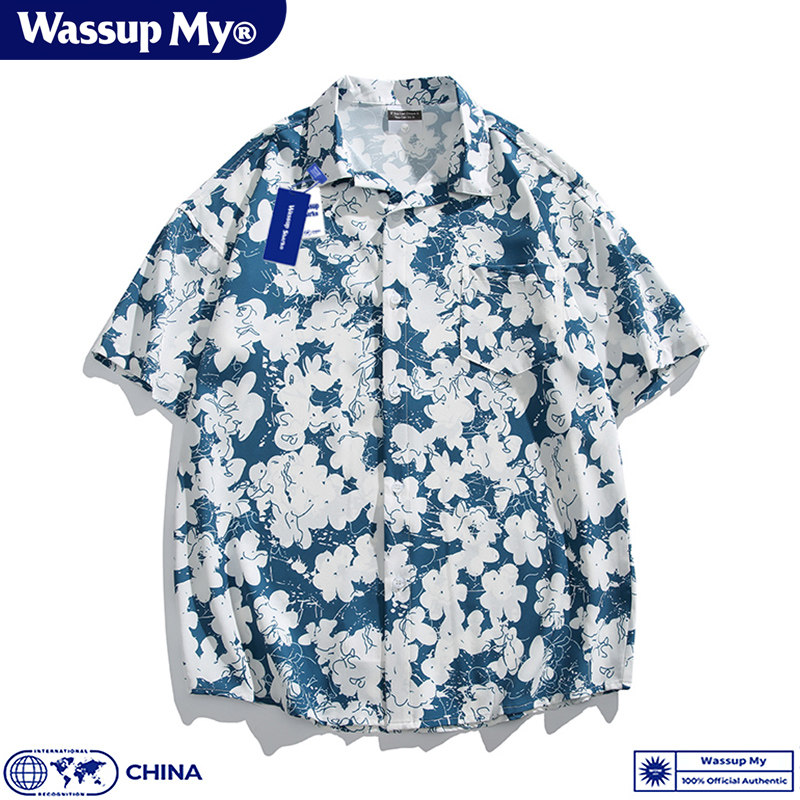 潮牌夏威夷花衬衫短袖五分袖情侣图片