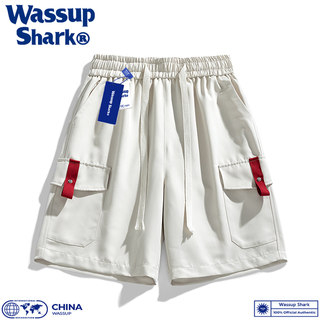 Wassup Shark美式工装短裤男夏季潮牌ins薄宽松休闲运动五分裤女