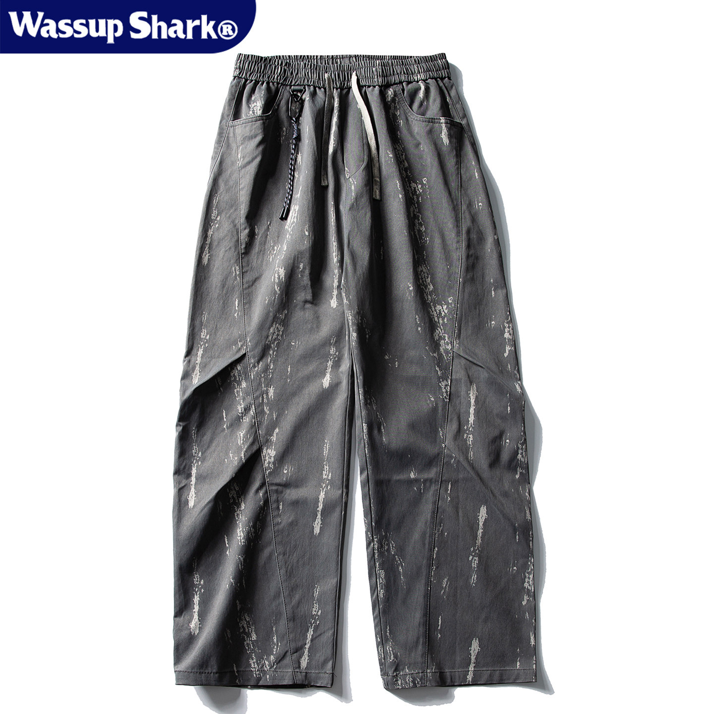 Wassup Shark潮牌复古扎染做旧油漆直筒裤男秋季休闲宽松廓形长裤,男装,休闲裤,淘宝优惠券,粉丝福利购,淘宝优惠卷