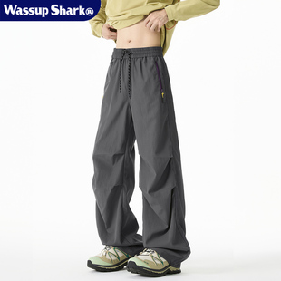 Shark美式 潮牌休闲宽松冲锋裤 机能风伞兵工装 男春秋季 长裤 Wassup