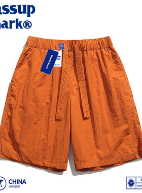Wassup Shark潮牌冰感速干休闲短裤男夏季宽松百搭沙滩运动五分裤