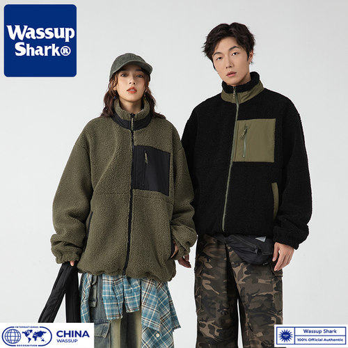 潮牌双面穿保暖加厚摇粒绒外套男