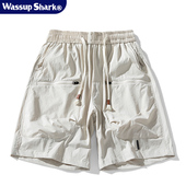 Shark日系工装 短裤 男女夏季 Wassup 潮牌宽松休闲运动机能五分裤 薄
