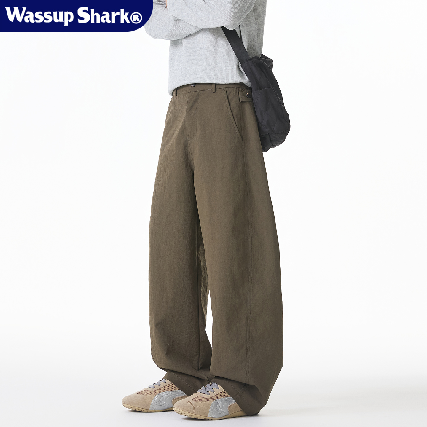 美式纯色休闲弯刀裤男简约百搭