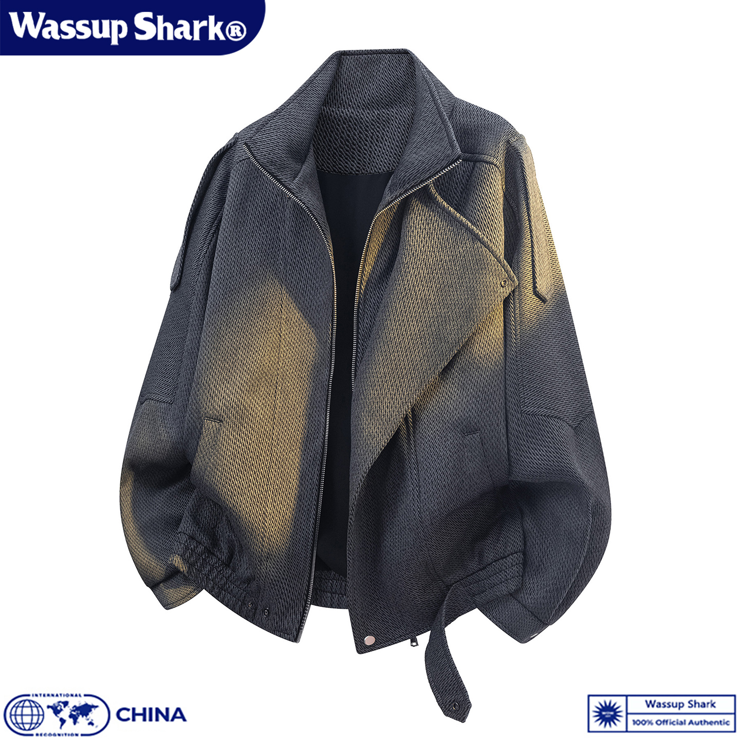 美式老钱风双层领机车夹克外套男