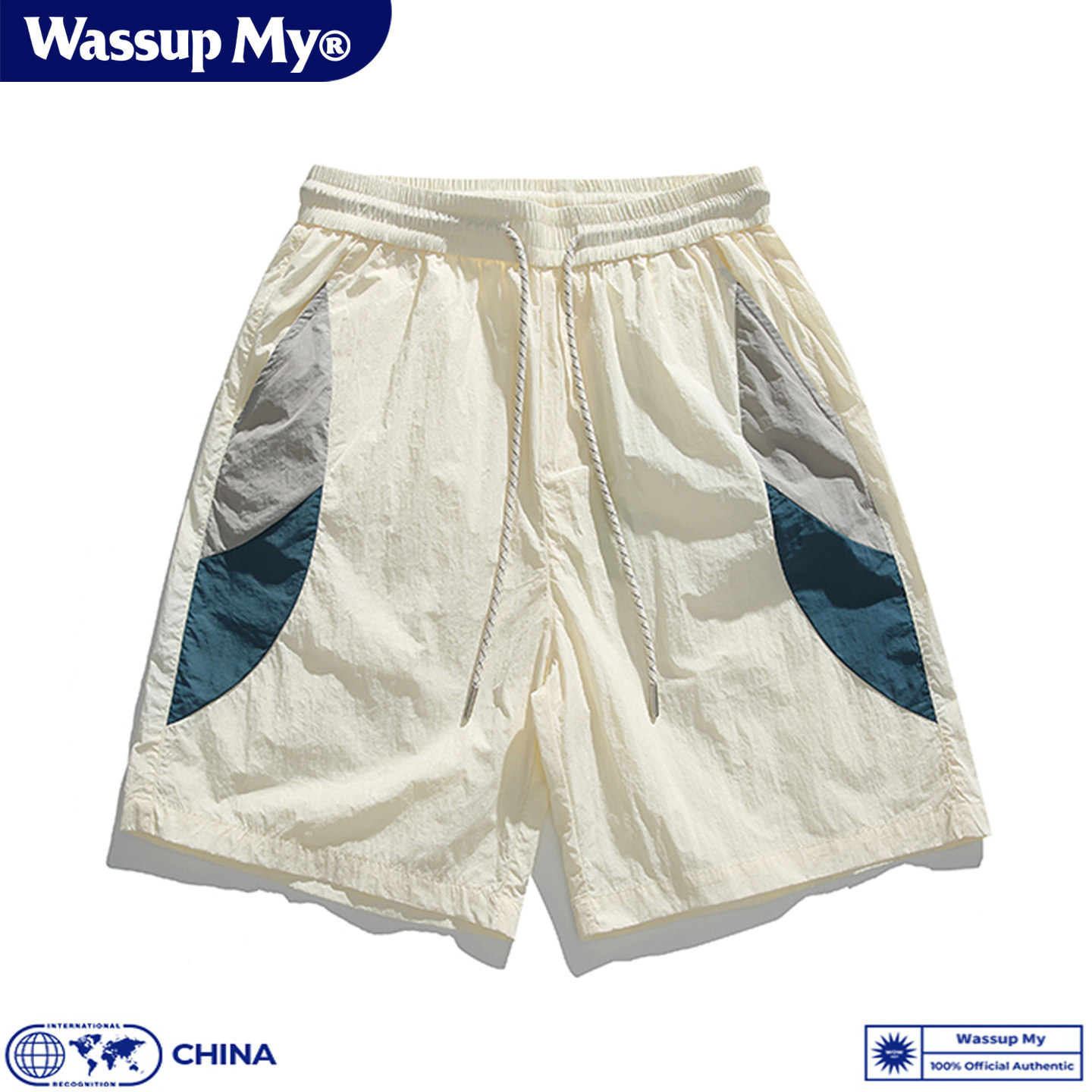 WASSUP MY潮牌冰感速干休闲短裤男女夏季宽松百搭沙滩运动五分裤