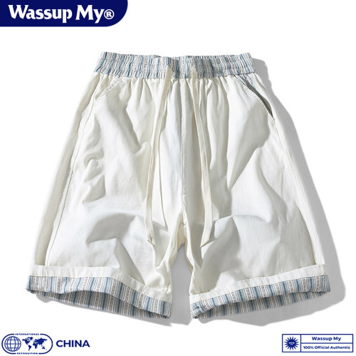 潮牌美式撞色拼接纯棉短裤男夏季