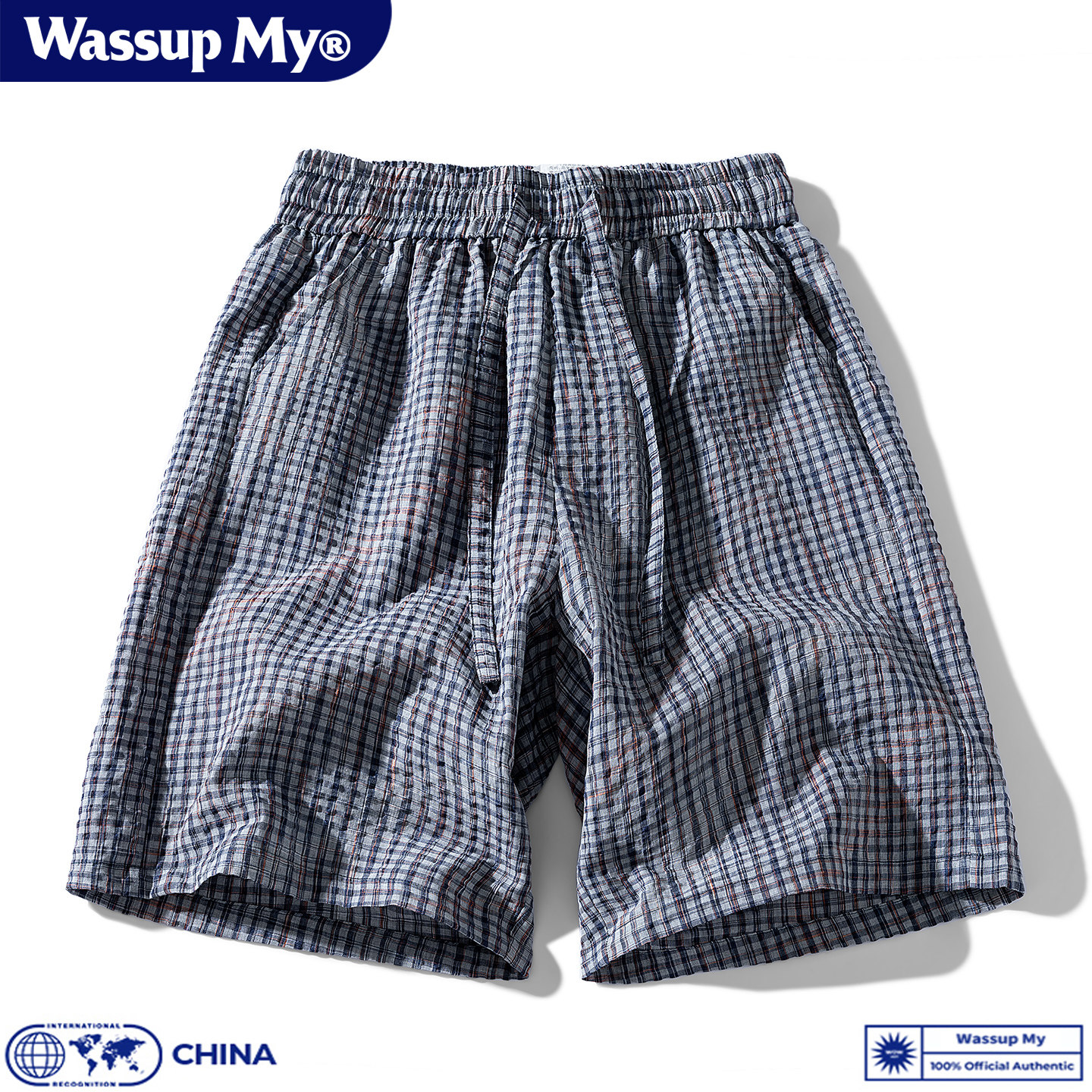 WASSUP MY潮牌格子短裤男女夏季薄款格纹休闲宽松舒适透气五分裤