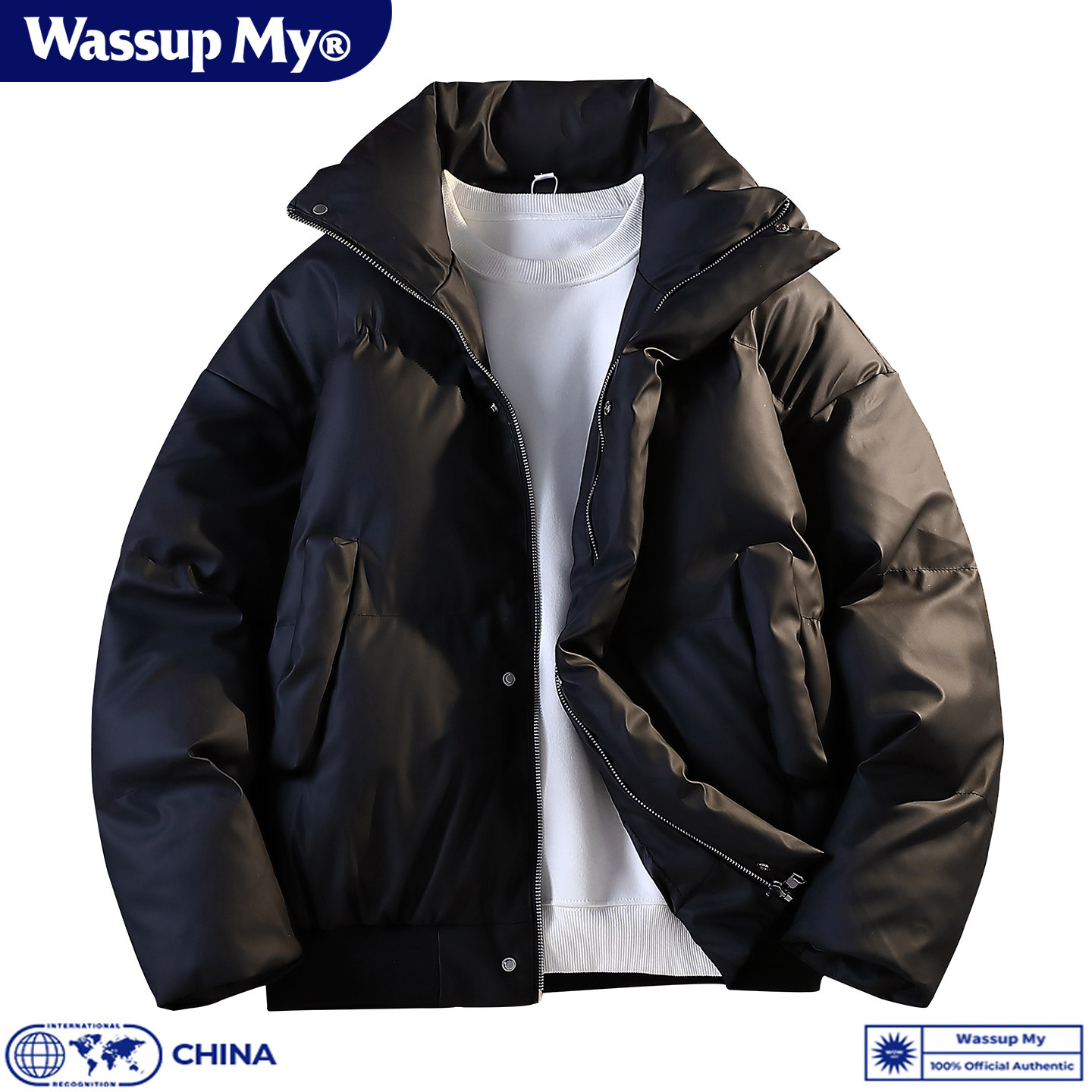 Wassup MY立领羽绒棉服男女款冬季休闲宽松加厚保暖潮流棉衣外套