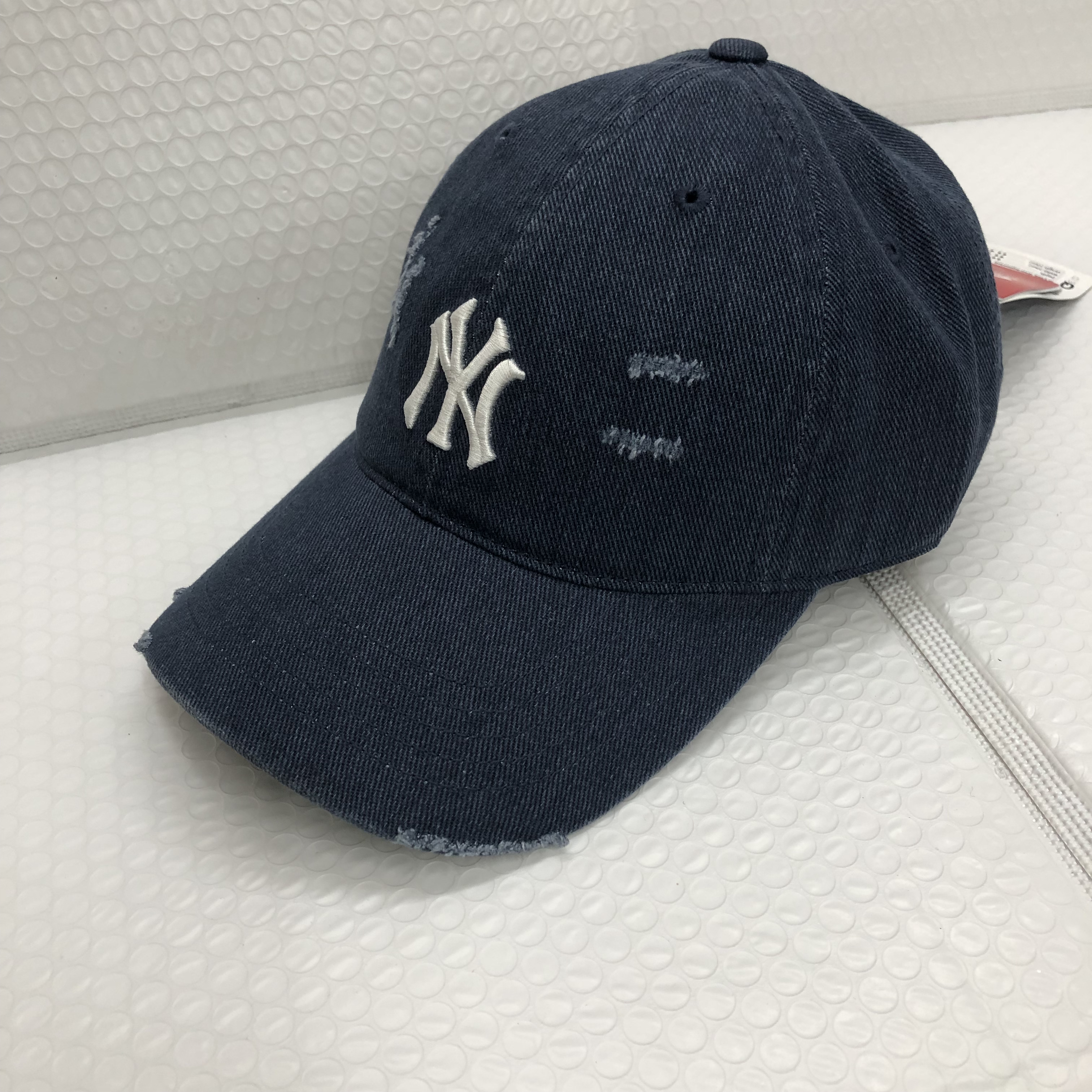 韩国正品MLB棒球帽子防晒帽NY字母韩版遮阳帽破洞做旧鸭舌帽夏季