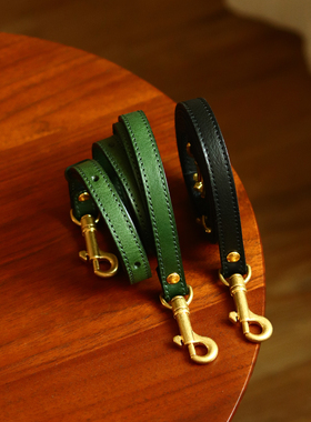 头层植鞣牛皮双面皮包包肩带真皮绿色黑色包带包配件
