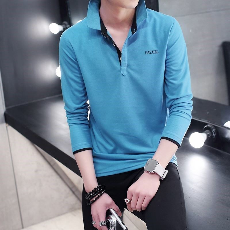 春秋款男士翻领长袖有领t恤青年修身秋衣服带衣领男式衬体恤上衣|msdalam kategori Pakaian Lelaki, baju-T - dari Buy2taobao.com untuk memberikan perkhidmatan ejen Taobao profesional membeli