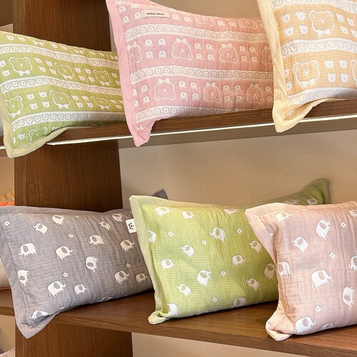 可爱小象 纯棉吸汗三层纱布全棉儿童枕套柔软透气乳胶枕头套30x50